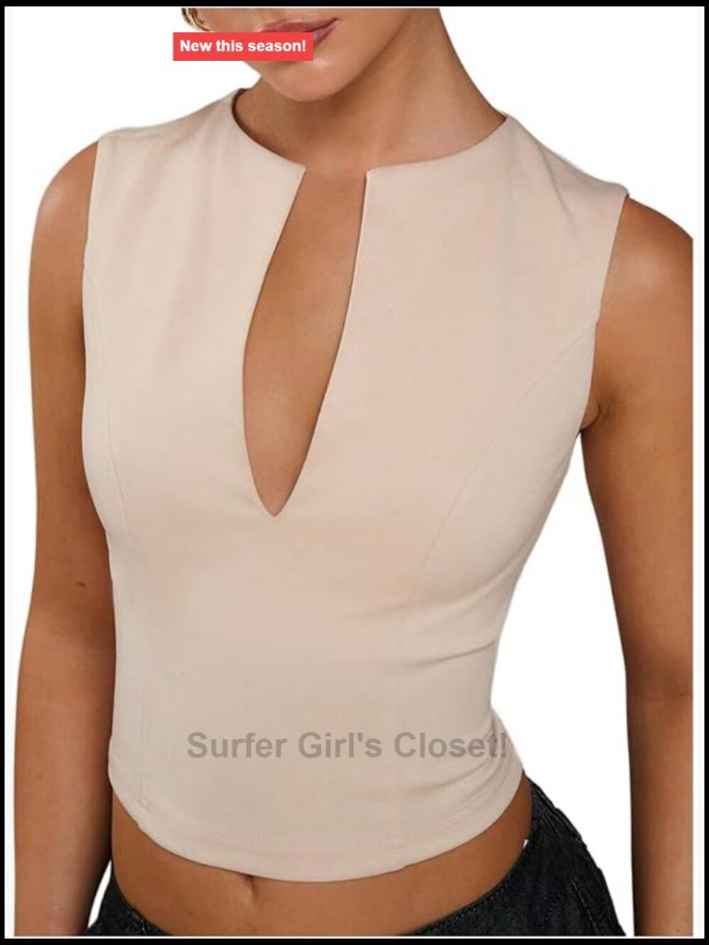 Women's Sleeveless Tank Top Notched V Neck Slim Fit Casual Camisole